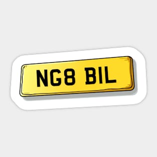 NG8 BIL Bilborough Number Plate Sticker